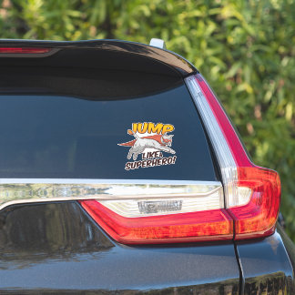 Grappige Kat Springt Als Een Superheld Gemaskerde  Sticker