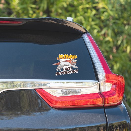 Grappige Kat Springt Als Een Superheld Gemaskerde  Sticker (Auto Zijkant)