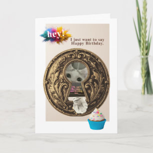 Grappige kat stuurt verjaardagswensen en lust ook  kaart