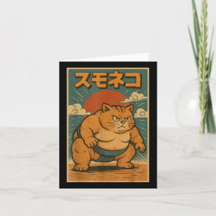 Grappige kat Sumo Wrestler Japanse kunst Anime Uki Kaart