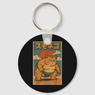 Grappige kat Sumo Wrestler Japanse kunst Anime Uki Sleutelhanger