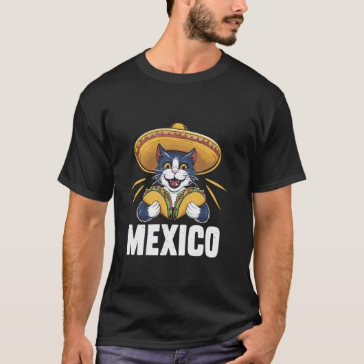 Grappige kat Taco Lover Mariachi Muziek Mexico T-shirt (Voorkant)