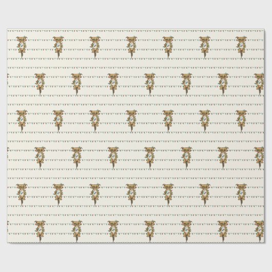 Grappige kat Tangled Christmas Lights inpakpapier (Vlak)