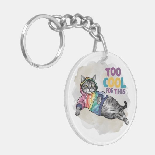 Grappige kat te cool voor dit sleutelhanger (Voorkant Links)