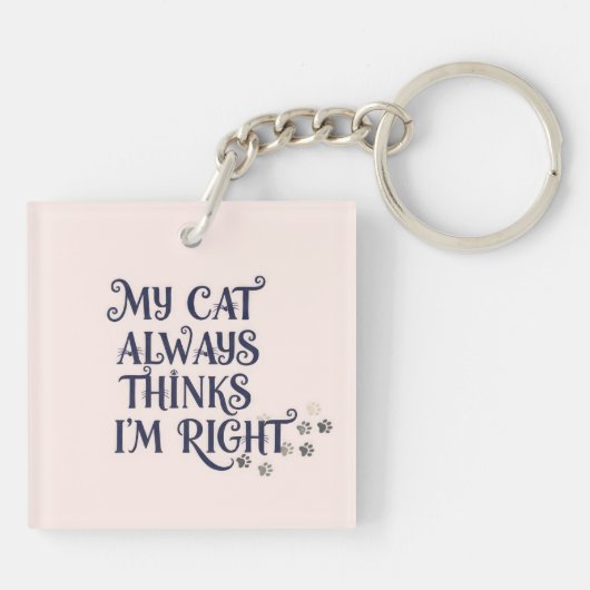 Grappige kat tekst sleutelhanger (Achterkant)