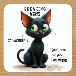 Grappige kat terug naar school vierkante sticker