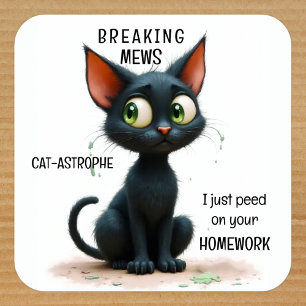 Grappige kat terug naar school vierkante sticker