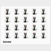 Grappige kat terug naar school vierkante sticker (Vel)