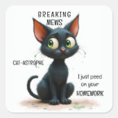 Grappige kat terug naar school vierkante sticker (Voorkant)