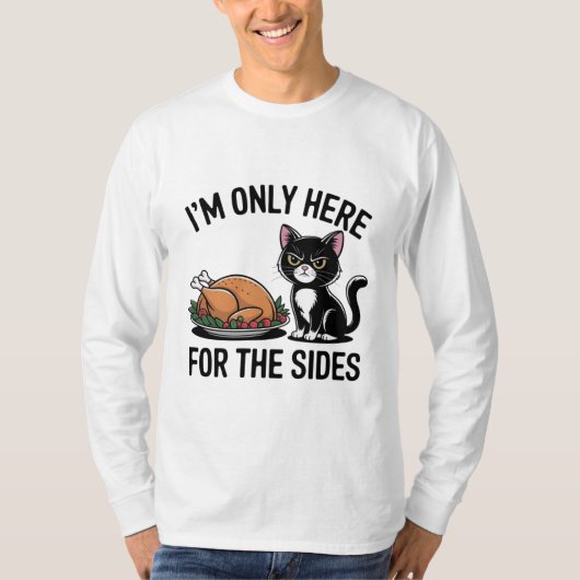 Grappige kat Thanksgiving zijden shirt (Voorkant)