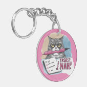 Grappige kat to-do lijst roze sleutelhanger (Voorkant Links)
