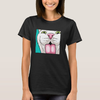 Grappige kat tong uit close-up cute kat gezicht t-shirt