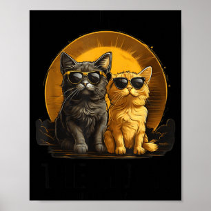 Grappige kat totale zonsverduistering omhelzing poster