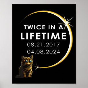 Grappige Kat Totale Zonsverduistering Tweemaal Poster