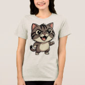 Grappige Kat - Tri-Blend Shirt (Voorkant)