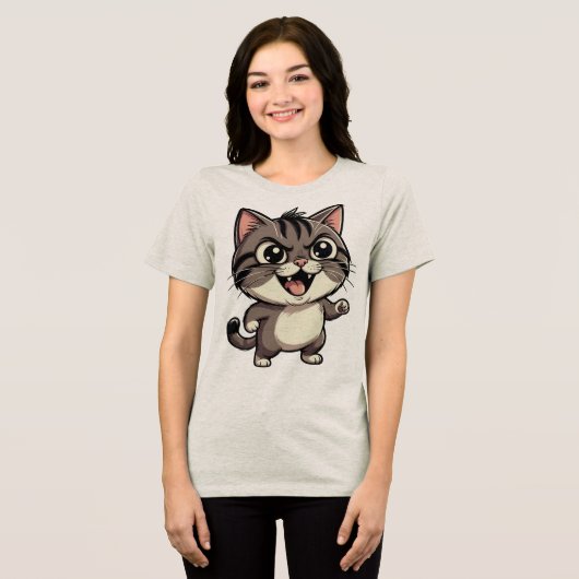 Grappige Kat - Tri-Blend Shirt (Voorkant volledig)