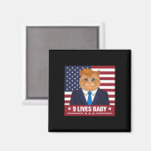 Grappige Kat Trump 9 Levens Door Grappige Stem Op Magneet (Voorkant / Achterkant)