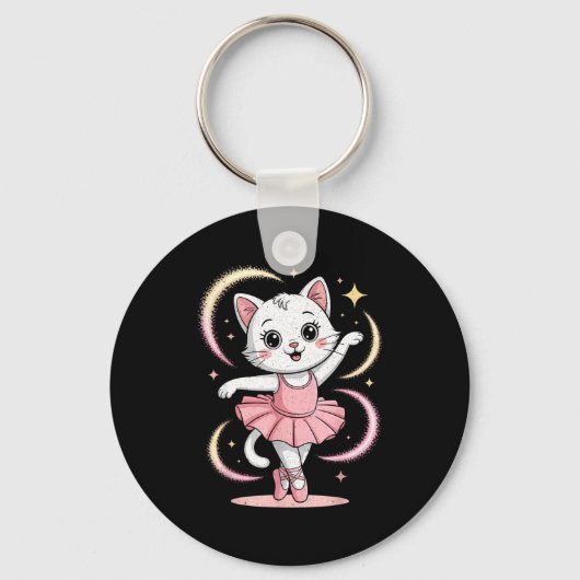 Grappige Kat Tutu Ballet Dansen Ballet Sleutelhanger (Voorkant)