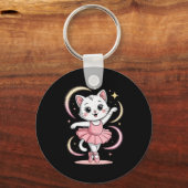 Grappige Kat Tutu Ballet Dansen Ballet Sleutelhanger (Voorkant)