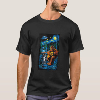 Grappige Kat UFO Alien Bigfoot Sasquatch Camping S T-shirt