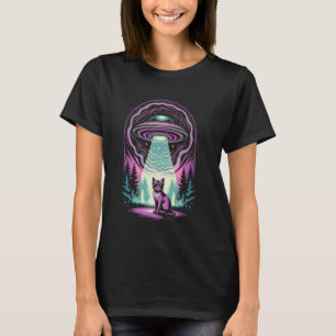 Grappige Kat UFO Alien Kat Moeder Kat Vader Retro  T-shirt