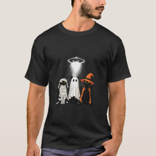 Grappige Kat UFO Drie Kitty Ruimte Ruimteschip Ali T-shirt