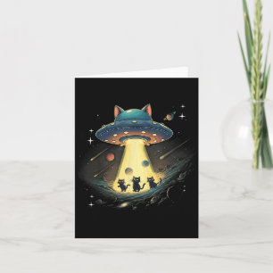 Grappige Kat Ufo Schattige Kitty Ruimte Ruimteschi Kaart