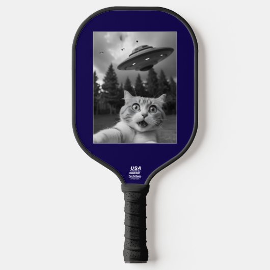 Grappige kat UFO Selfie Pickleball Paddle (Voorkant)