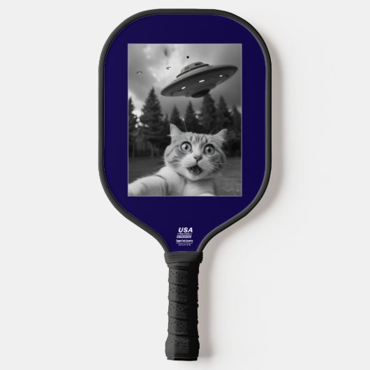Grappige kat UFO Selfie Pickleball Paddle (Achterkant)