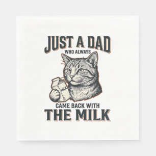 Grappige Kat Vader Kwam Terug Met De Melk Vintage Servet
