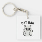 Grappige Kat Vader Middenvinger Kat met Zonnebril Sleutelhanger (voorkant)