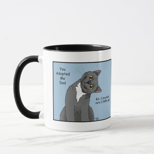 Grappige kat Vaderdag Grijze kat Blauw Mok (Links)