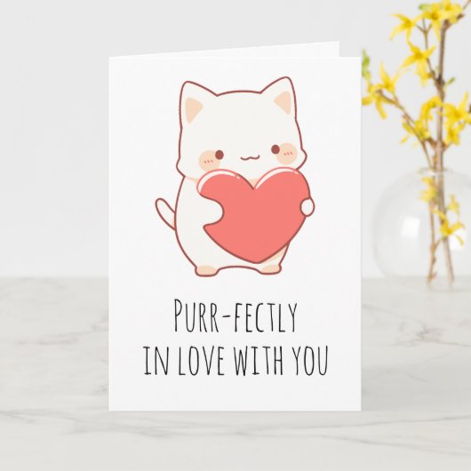 Grappige kat valentijn kaarten (Gele Bloem)