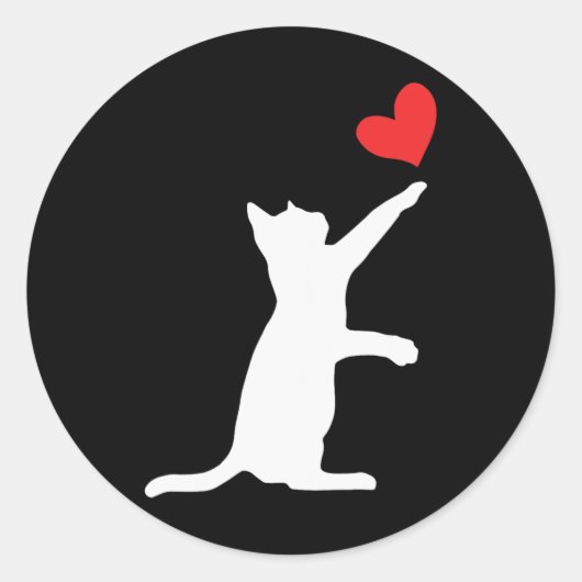 Grappige Kat Valentijn Schattige Hart Kat Liefhebb Ronde Sticker (Voorkant)