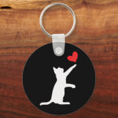 Grappige Kat Valentijn Schattige Hart Kat Liefhebb Sleutelhanger (Voorkant)