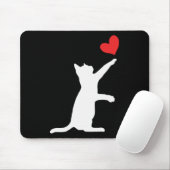 Grappige Kat Valentijnsdag Schattig Hart Kat Liefh Muismat (Met muis)