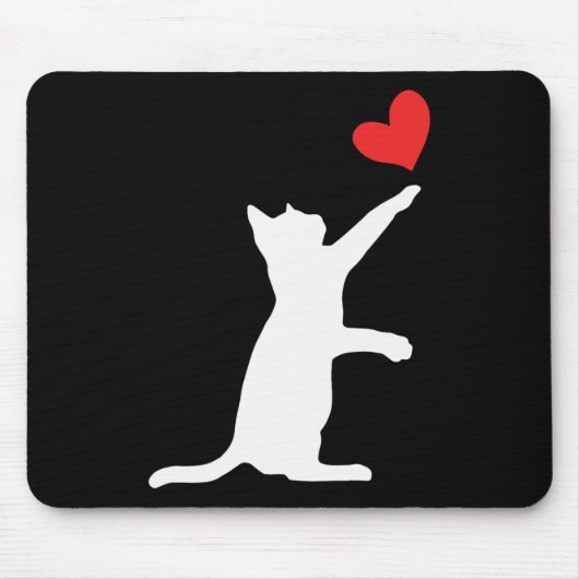 Grappige Kat Valentijnsdag Schattig Hart Kat Liefh Muismat (Voorkant)