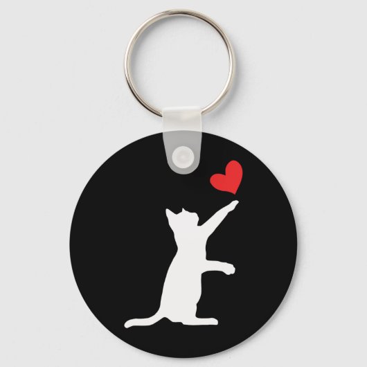Grappige kat valentijnsdag Schattig hart kat liefh Sleutelhanger (Voorkant)