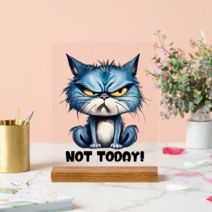 Grappige kat vandaag woord kunst acryl bord