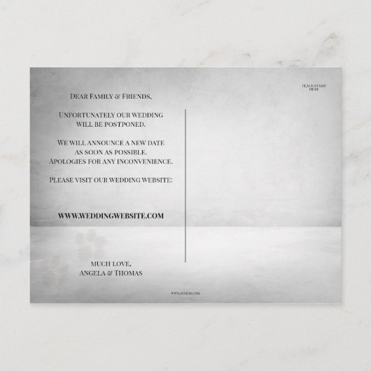 Grappige kat Verander de datum van de bruiloft Uit Aankondigingskaart (Achterkant)