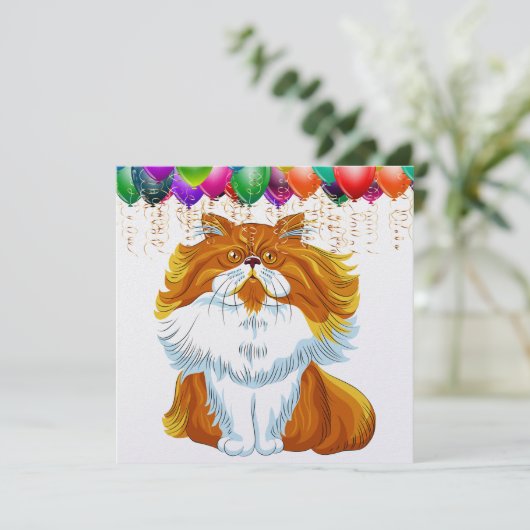 Grappige kat verjaardag elke viering uitnodiging (Staand voorkant)