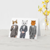 GRAPPIGE KAT VERJAARDAG KAART, KATTEN IN BUSINESS  KAART (Gele Bloem)