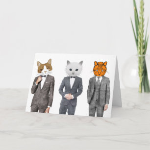 GRAPPIGE KAT VERJAARDAG KAART, KATTEN IN BUSINESS  KAART