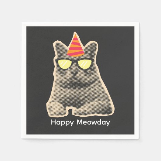 Grappige kat verjaardag servet (Voorkant)