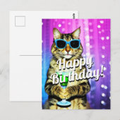Grappige kat verjaardag toast briefkaart (Voorkant / Achterkant)