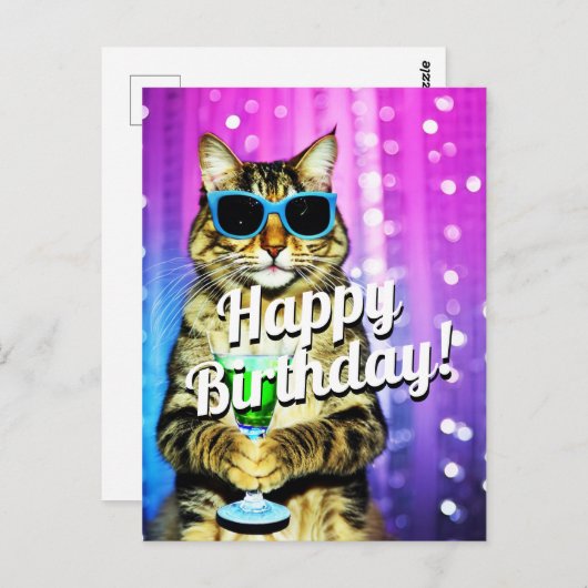 Grappige kat verjaardagstoost  briefkaart (Voorkant / Achterkant)