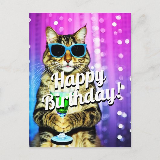 Grappige kat verjaardagstoost  briefkaart (Voorkant)