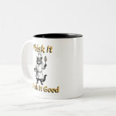 Grappige kat verkleed als een chef-kok tweekleurige koffiemok (Voorkant links)