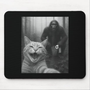 Grappige Kat Verrast Gelukkig Selfie Met Bigfoot D Muismat