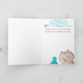 Grappige kat verward garen breien haakkerst feestdagen kaart (Binnen)